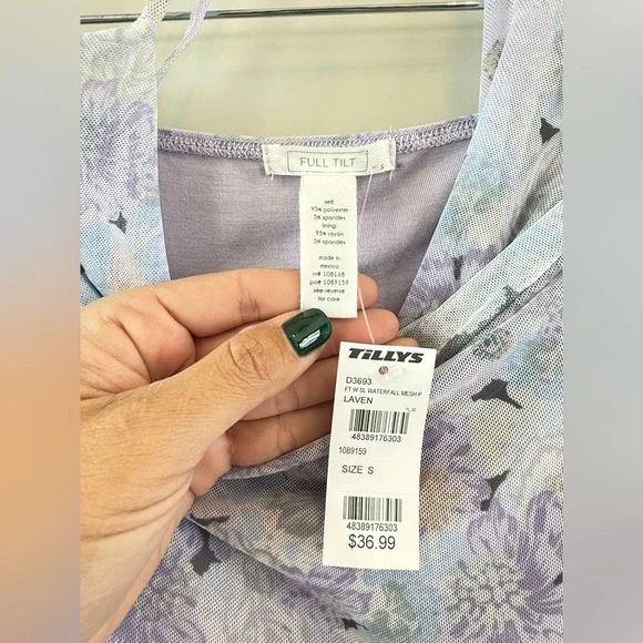 NWT Full Tilt Waterfall Mesh Printed Womens Slip Dress - Picture 12 of 14